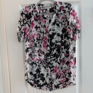Dress Barn Floral Blouse - Black, White, Pink